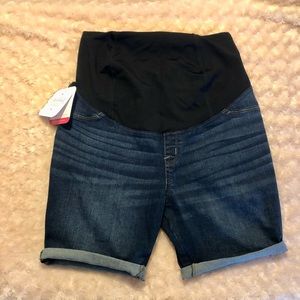 Maternity Dark Denim Bermuda Shorts